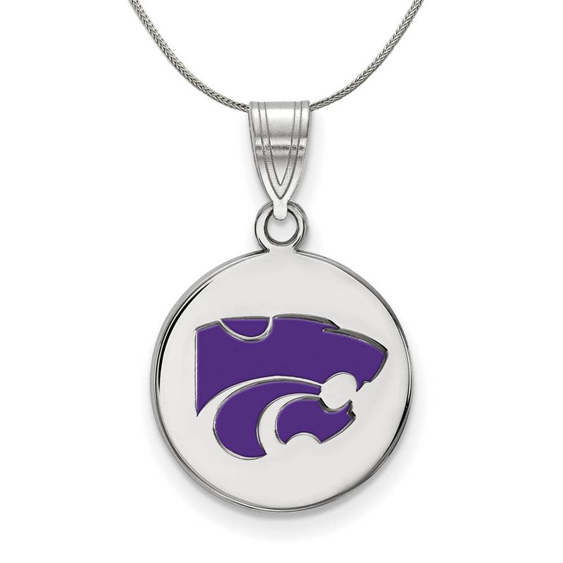 Sterling Silver Kansas State Md Enamel Disc Necklace - 24 In